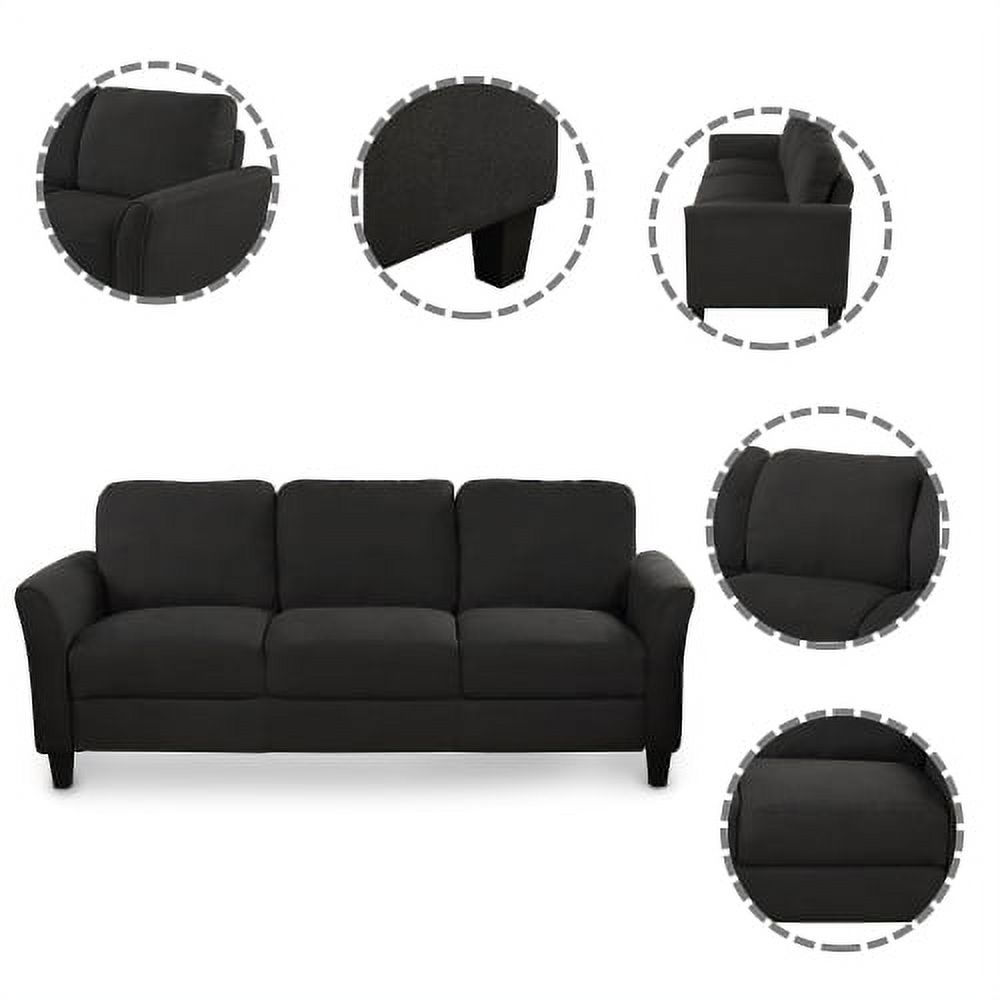 2 Piece Sectional Sofa Set,Upholstered 3 Seat Sofa and Single Sofa Armchair,Comfy Living Room Sofa Set with Padded Cushions and Armrests or Home Office, Black - image 3 of 7
