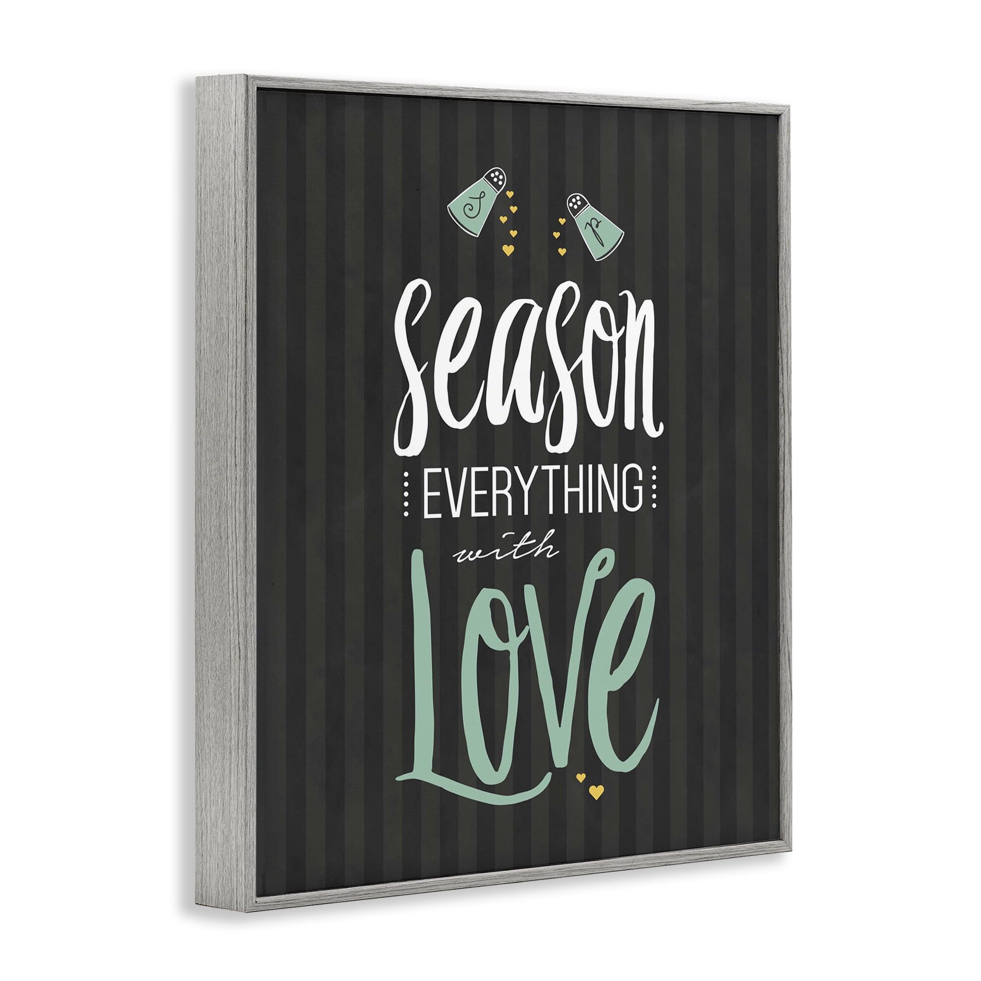 Season With Love Black & Green Gray Framed Giclee Art, design by Lettered and Lined