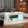thumbnail image 2 of Coffee Tables for Living Room, Modern High Gloss Marble Print Center Table with LED Lights for Coffee and More, White, 2 of 6