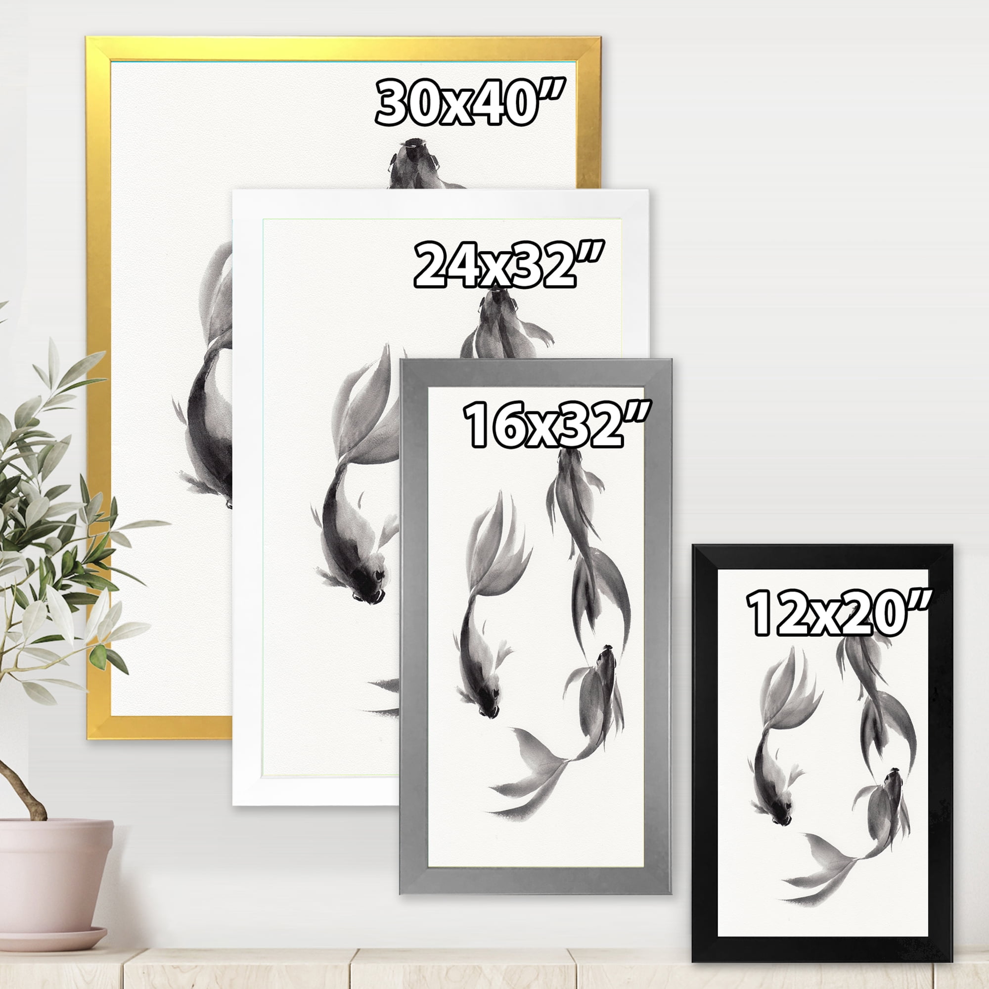 Designart 'Black and White Vintage Fish III' Nautical & Coastal Framed Art Print