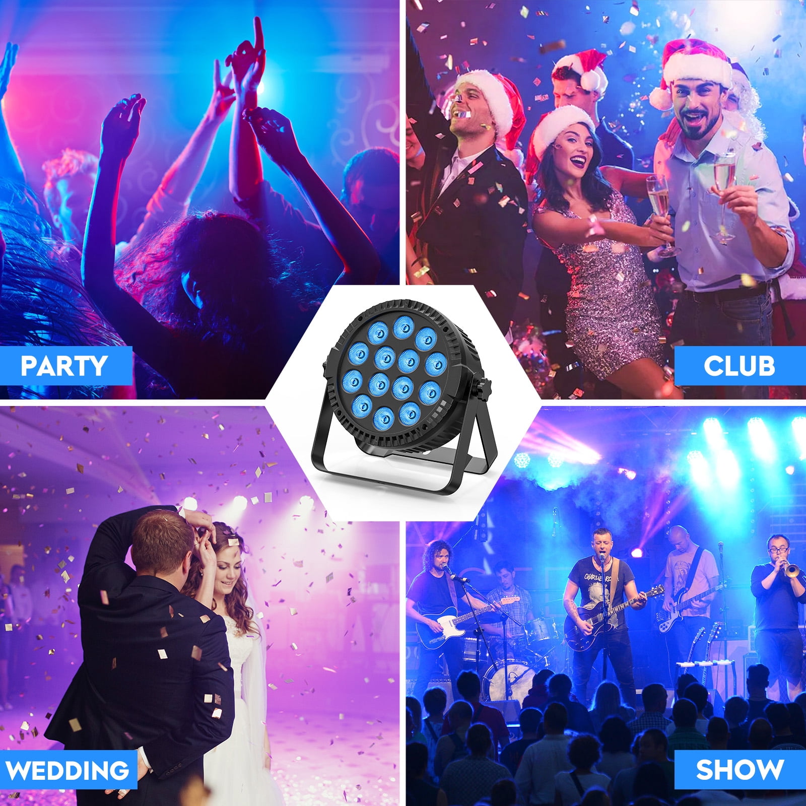 Stage Lights,14 DJ LED Par Light 4pcs RGBW Party Lights 4/8CH Uplights with Remote Control for Disco Dance Wedding Club Christmas Music Party Stage Lighting