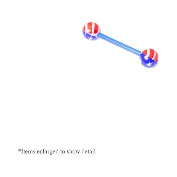 14ga-3/4" Flexible Shaft American Flag Nipple Tongue Straight Barbell
