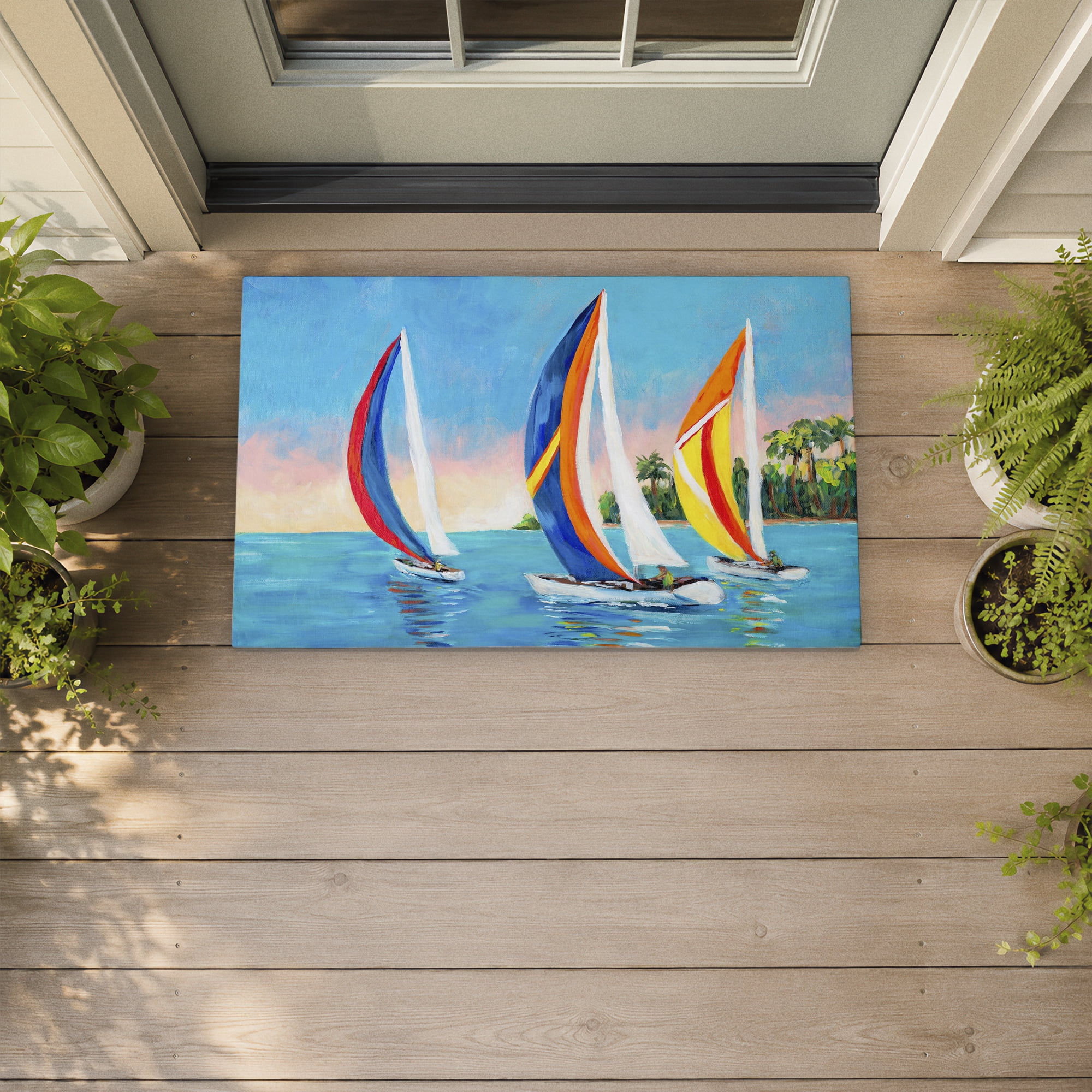Stupell Industries Morning Sails on Sea Printed Outdoor Door Floor Mat, design by Julie DeRice