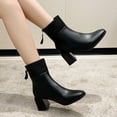 thumbnail image 5 of Black Women Boots With Chunky Heel And Rear Zipper For A Snug Fit And Stylish Winter Look, 5 of 9