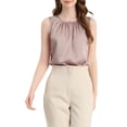 thumbnail image 5 of Unique Bargains Women's Satin Sleeveless Work Office Pleated Tank Top Blouse, 5 of 6