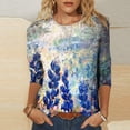 thumbnail image 2 of EQWLJWE Blouses à Manches Longues pour Femmes Hauts pour Femmes Liquidation T-shirt Imprimé de Mode pour Femmes Blouse à Manches 3/4 Col Rond Hauts Décontractés, 2 of 5