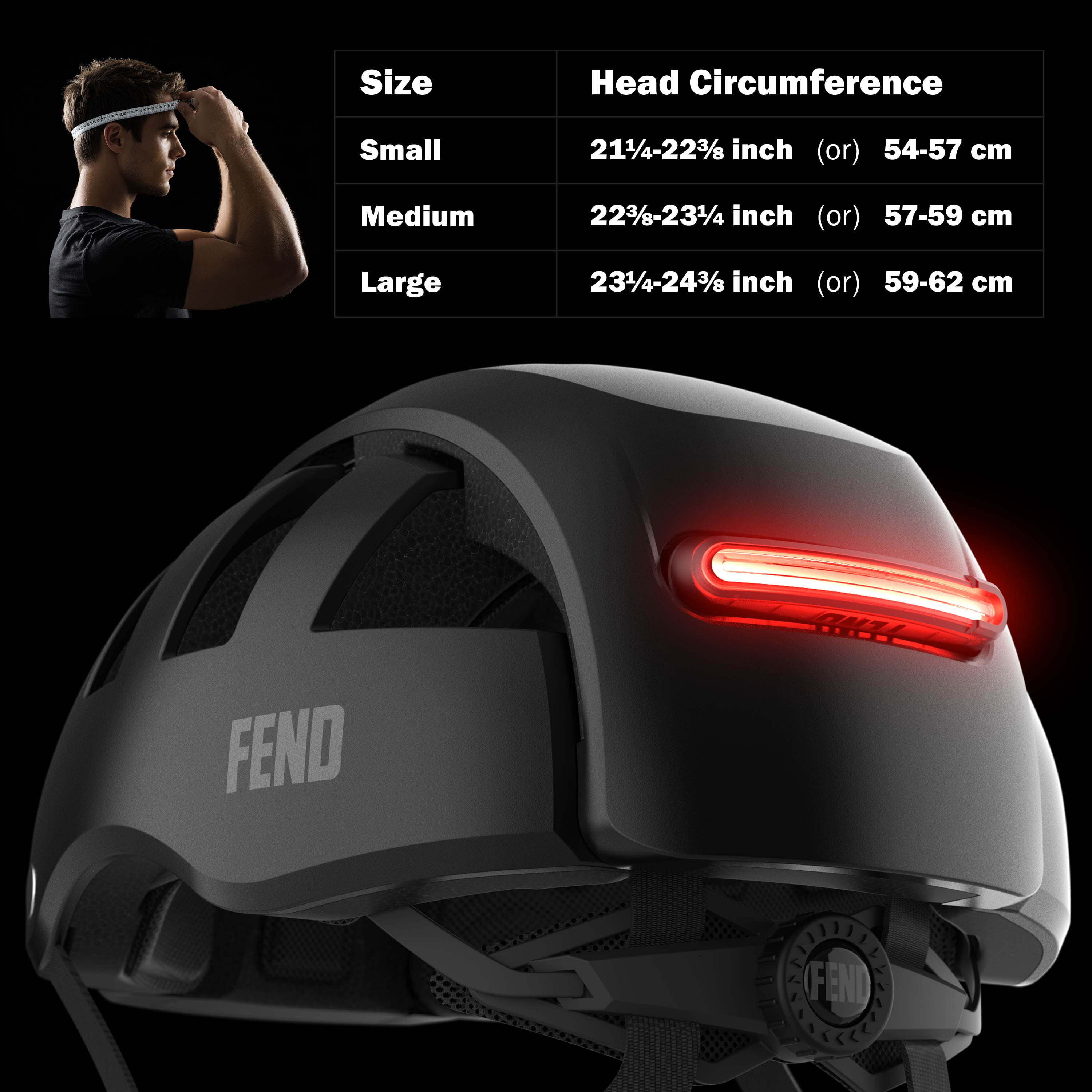 FEND Super Helmet With Ultra-Bright Lights - Adult Mens and Womens Bike Helmet - Collapsible by 50% of Original Size - Safety Certified for Bicycle Road Bike Scooter Cycling Commuter Helmet&nbsp;