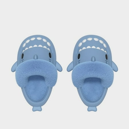 

CoCopeanut Winter Furry Shark Slippers Gradient Warm Plush Slides Couple Home Shoes Household Waterproof Cartoon Indoor Thick Sole Slipper
