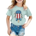 thumbnail image 4 of Girls' Short Sleeve Cotton Tee with American Flag & Bow Print – 4th of July Independence Day Casual Top, Round Neck Blouse for Everyday Wear & Party Outfits (2-12 Years), 4 of 4