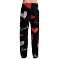thumbnail image 6 of Fgvctg Valentine's Day Pajamas for Men Casual Sleepwear Wide Leg Pajamas Heart Print High Waisted Pj Pants Stretch Spring Fall Drawstring Lounge Pants with Pockets Wine M, 6 of 6