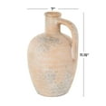 thumbnail image 3 of DecMode 11" Antique Style Distressed Beige Ceramic Vase with Handle, 3 of 9