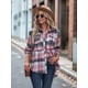thumbnail image 5 of Camisas A Cuadros para Mujer, de Larga, con Botones, Estilo Babydoll, Peplum, Blusas Informales Extragrandes con Bolsillos Rosa XXL, 5 of 10