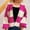 Hot Pink, variant on Women's Long Sleeve V-Neck Contrast Striped Loose Casual Sweater Cardigan