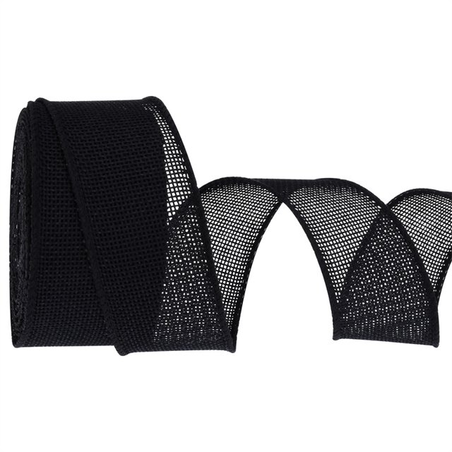 Nvzi Cinta decorativa, cinta negra, 2 rollos de 4 cm x 9,14 m (10 yardas), imitación de lino, ideal para envolver regalos y arreglos florales, cinta para envolver ramos.