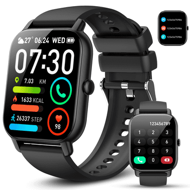 Smart Watch for Men Women (Answer/Make Call), 1.85" Ultra Large Screen Smartwatch with Heart Rate Sleep Monitor, 112 Sports Mode Fitness Watch, IP68 Waterproof Fitness Tracker for Android iOS, Black