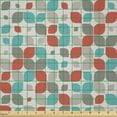 thumbnail image 2 of Ambesonne Retro Fabric by the Yard Microfiber, Abstract Mosaic Floral, 3 Yards, Grey Turquoise Red, 2 of 2
