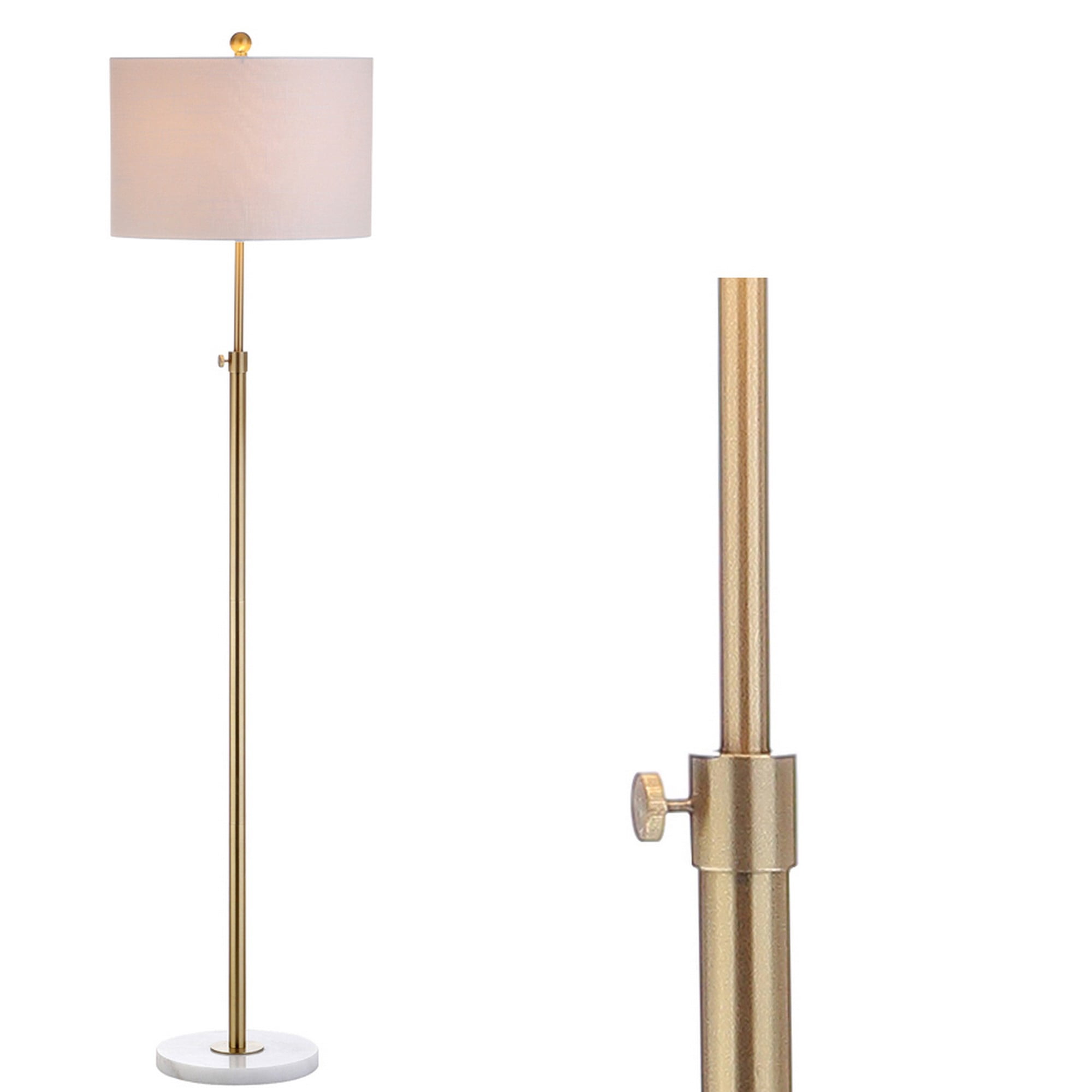 JONATHAN Y June 65" Adjustable Metal/Marble LED Floor Lamp, Brass