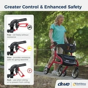 Drive Medical Nitro Sprint Rollator Rolling Walker, Hemi Height, Red