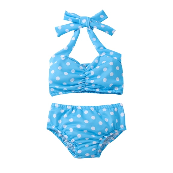 BJUTIR Toddler Girls Swimsuits Baby Girl Bikini Kids Toddler Polka Dot Swimsuits Halter Swimwear Beach Bathing Suit Bikinis Set