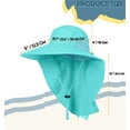 thumbnail image 5 of UPF 50+ Sun Protection Hat for Women's Adult UV Solar Protection Wide Brim Outdoor Beach Fishing Bucket Bonnie Cap Visor with Neck Flap Breathable Mesh Lightweight Foldable Windproof A Turquoise, 5 of 5