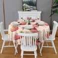 thumbnail image 2 of Strawberry Plants Fruit Heart Beige Pattern Round Tablecloth 60"x60",Wrinkle Wipeable Table Cloth for Kitchen Dining Room Picnic Patio Party, 2 of 6