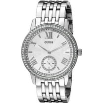 GUESS Women's W0573L1,Dress Elegant,Silver-Tone,Crystal Accented Bezel,30m WR