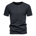 thumbnail image 2 of Rloper-Lop Casual Short Sleeve Henley Shirts for Men Crewneck Button Down T-Shirts Solid Color Fitting Tops Fashion Outdoor Shirt Blouse Tops, 2 of 9