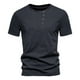 thumbnail image 2 of Camisas Elvqul para Hombre Gris Oscuro Playa Algodón Manga Corta sin Estampado Cuello Redondo, 2 of 9