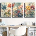 thumbnail image 4 of 3pc with frame -Floral triptych canvas wall art themed canvas wall art print - wrapped canvas frame, high quality ink, 4 of 8
