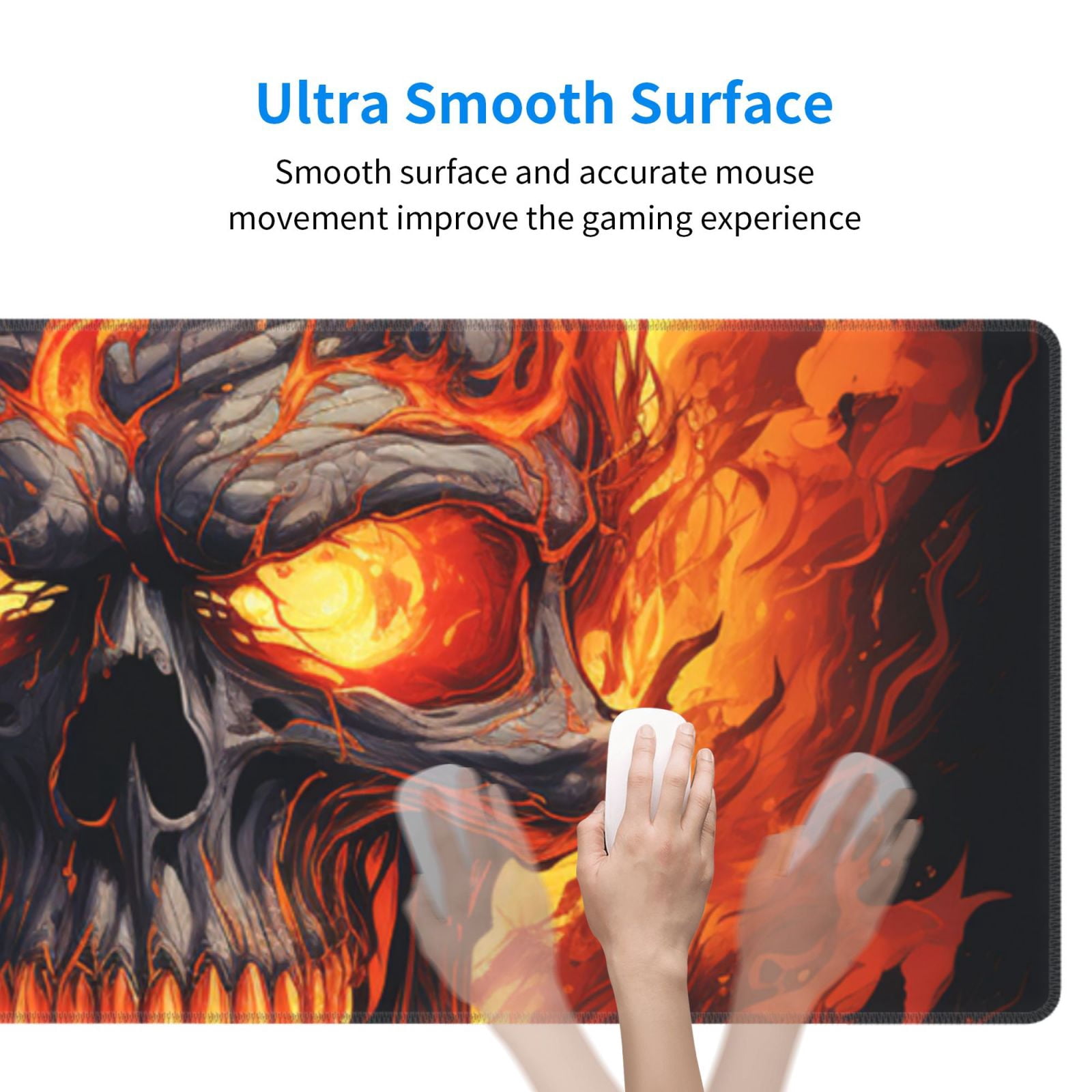 Gothic Skull On Fire Vintage Art Mouse Pad Extended Large Gaming Mousepad Non-Slip Rubber Big Keyboard Desk Mat 31.5 X 11.8 Inch
