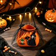 thumbnail image 5 of Halloween Kids Trick Or Treat Candy Bag, Witch Pumpkin Embroidery Non‑Woven Handbag With Handle, Reusable Goodie Gift Pouch For Halloween Party, Orange, 5 of 9