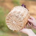 thumbnail image 2 of VMWMSSR 1Pc Woven Rattan Wedding Favor Basket, Portable Handheld Gift Basket With Liner For Wedding, Party Candy Storage B-15x15x10cm, 2 of 7