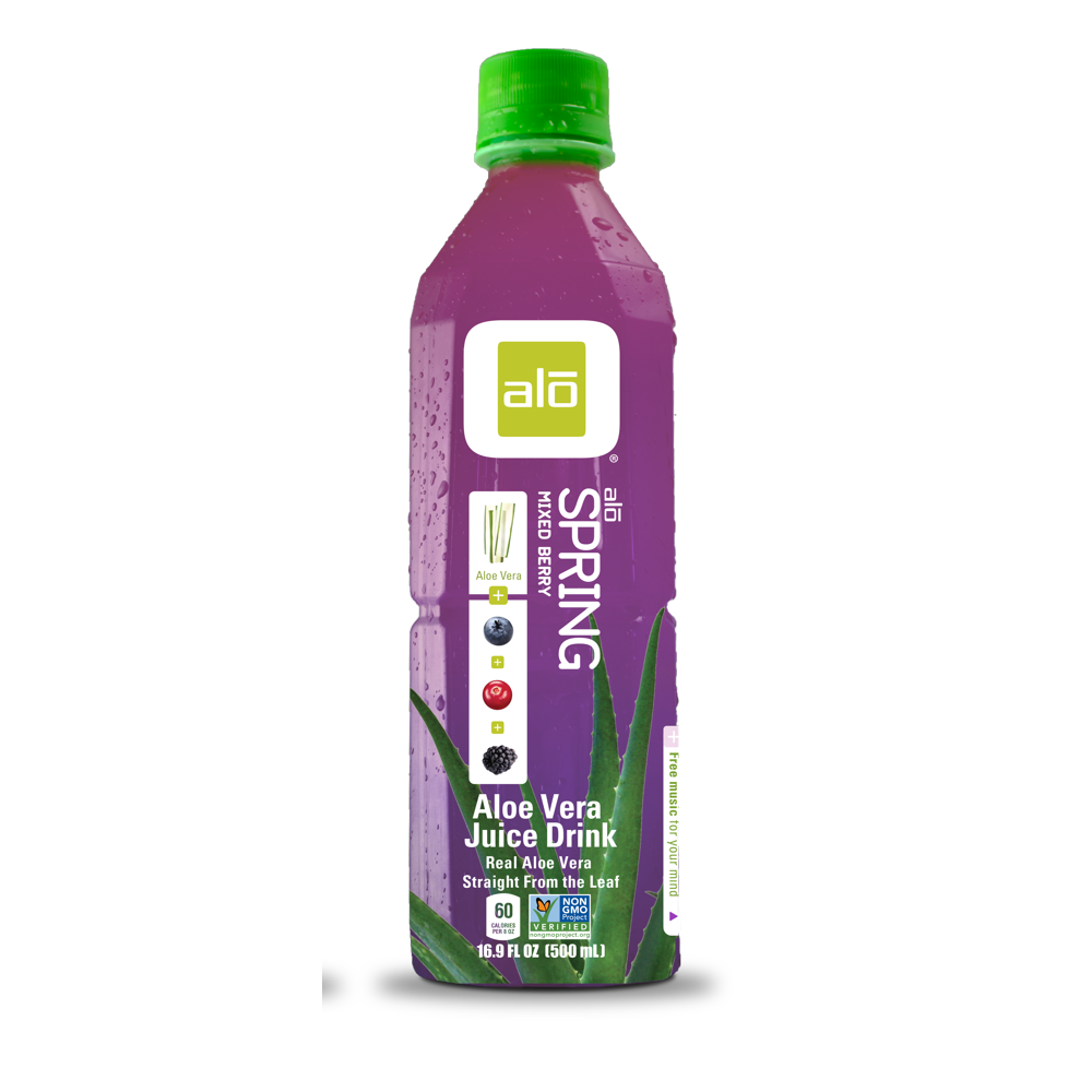 Alo Spring Aloe Vera Juice Drink, Mixed Berry, 16.9 Fl Oz, 12 Count