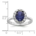thumbnail image 3 of Auriga Fine Jewelry 925 Sterling Silver with 14K Polished Rh-plated Blue and Clear CZ Ring Size 6 for Women, 3 of 5