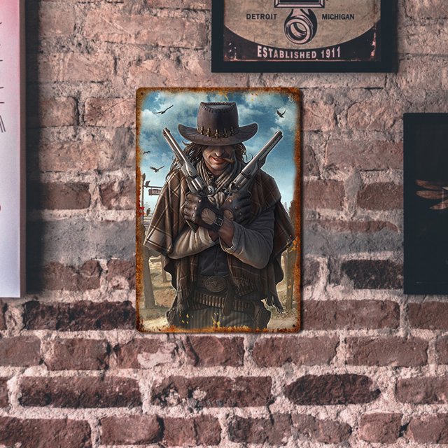 Placa De Metal De Vaquero Vintage, Cartel De Estaño, Placa De Pintura De Hierro, Regalos De Decoración Del Hogar Likrtyny Arte Deco