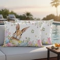 thumbnail image 5 of Easter Rabbit Pillow Covers 2 Pack Spring Floral Purple Blue Pink Green Eggs Pillowcase Waterproof Outdoor Throw Pillow Cover for Patio Balcony Rectangular Cushion 20”x12”, 5 of 9