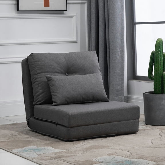 Resenkos Floor Chair,Lazy Sofa,Convertible Flip Chair, Floor Lazy Sofa, Folding Upholstered Couch Bed With Backrest, Dark Grey
