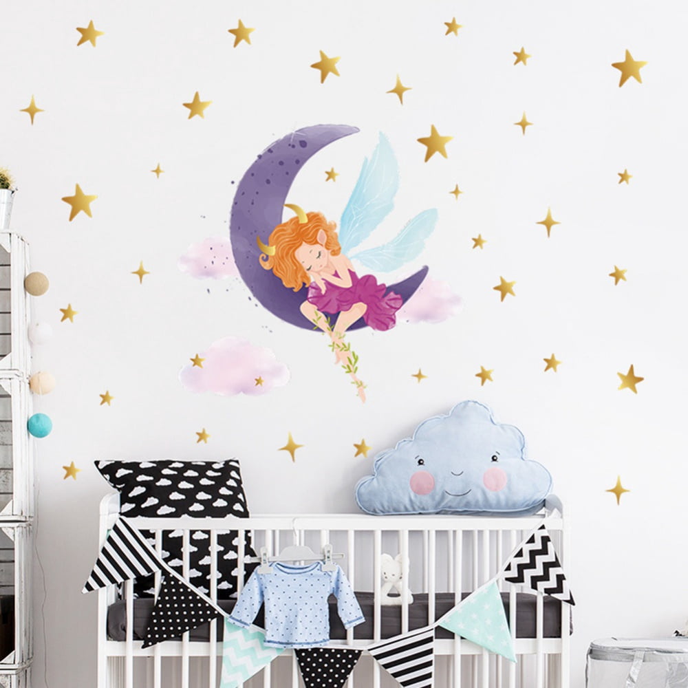 Moon and Stars Wall Decal Vinyl Sticker, Removable Children Kids Art ...