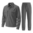 thumbnail image 4 of Miqool Mens 2 Piece Corduroy Outfits Lapel Button Up Shirt Elastic Waist Long Pants Matching Set Casual Shirt and Pants Set S‑3XL, 4 of 6