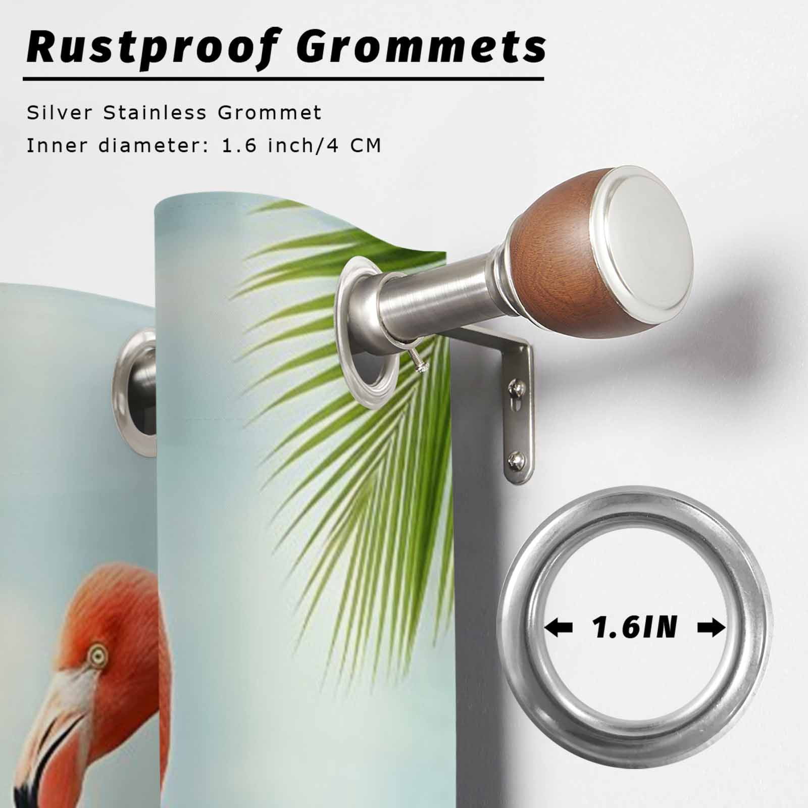 Pink Flamingo Outdoor Curtains for Patio, Animal Tropical Palm Tree Blue Lake Surface Sunshade Privacy Drapes Grommet Waterproof Outside Curtains for Porch/Cabana/Balcony 54"x 108", 1 Panel