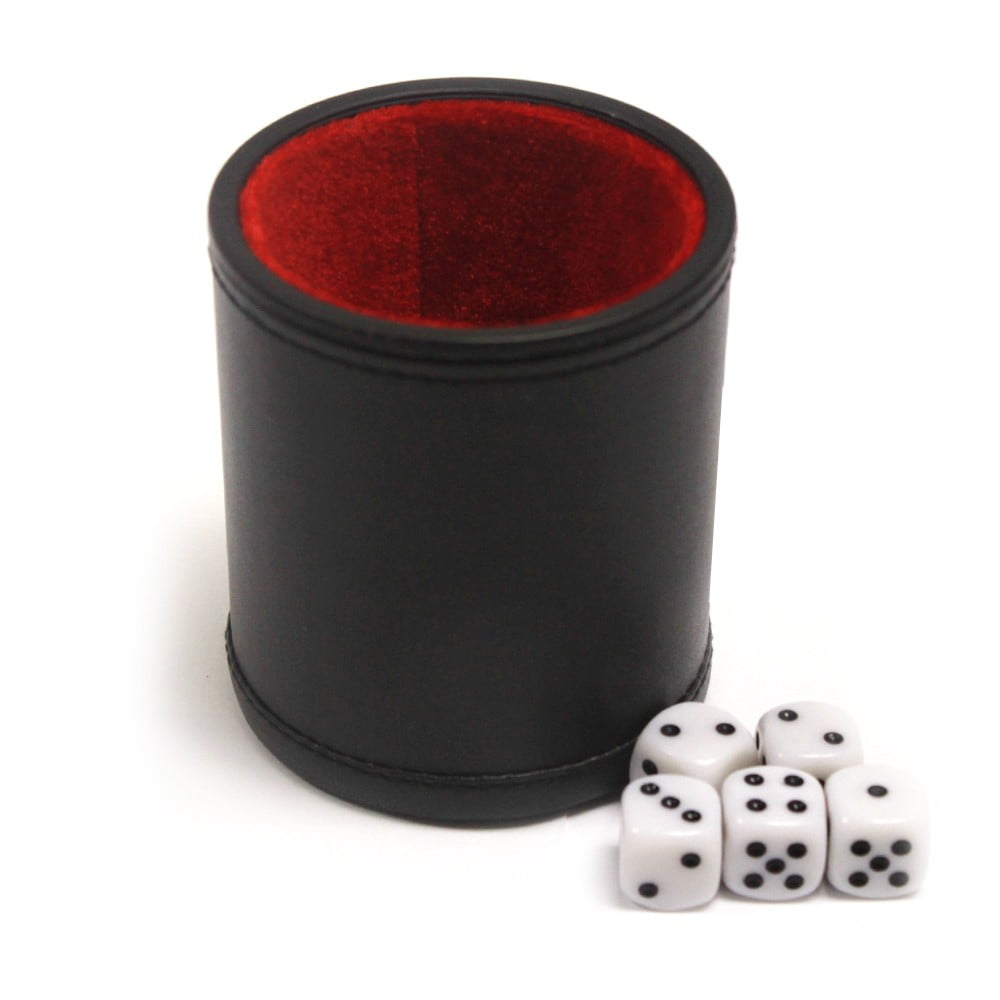 PU Leather Dice Cup Felt Lined Quiet 5 Dot Dices for Craps Backgammon Yahtzee 