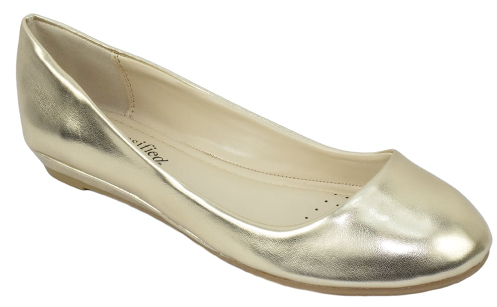 City Classified Women Casual Basic Flat Shoes Pointy Toe Gold Formal Cute SADLER 