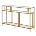 thumbnail image 3 of Evelyn&Zoe Cortland 48" Wide Rectangular Console Table with Glass Shelves, Brass, 3 of 7
