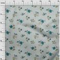 thumbnail image 2 of oneOone Cotton Flex Teal Blue Fabric Stripe|Leaves & Floral Artistic Dress Material Fabric Print Fabric By The Yard 40 Inch Wide, 2 of 4