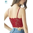 thumbnail image 3 of Deago Women's Lace Padded Bralette Bra Top Floral Stretch Wirefree Lingerie Sexy Bras (L,Red), 3 of 5