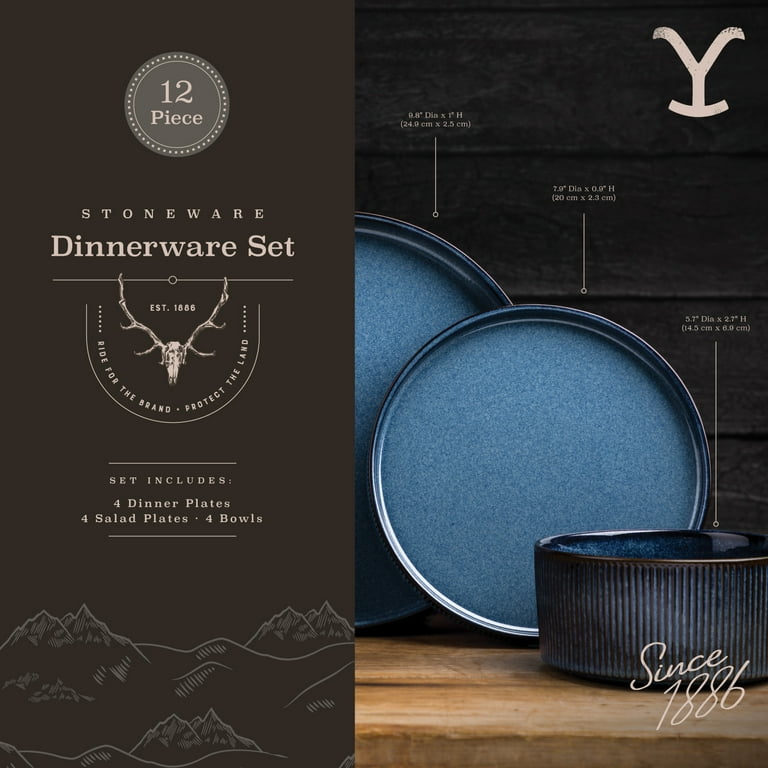 Yellowstone 12-Piece Ceramic Dinnerware Set, John Collection