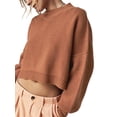 thumbnail image 2 of Liacowi Women Juniors Knitted Cropped Sweater Long Sleeve Solid Color Pullover Retro Jumpers Tops Fall Loose Knitwear for Teen, 2 of 4