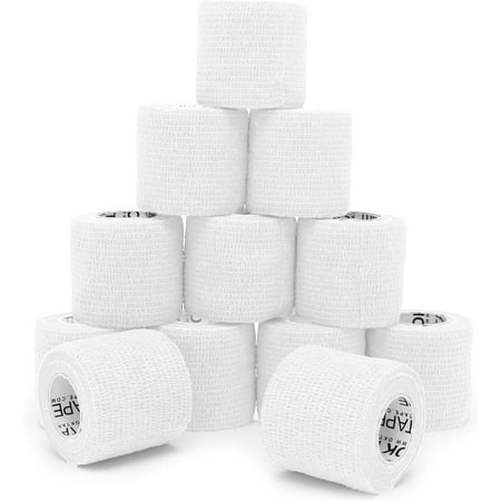 PINHEN Self Adherent Bandages Wrap 12 Rolls, 2 Inches x 5 Yards, First Aid Tape, Elastic Self Adhesive Tape, Athletic, Sports wrap Tape, Bandage Wrap for Sports, Wrist