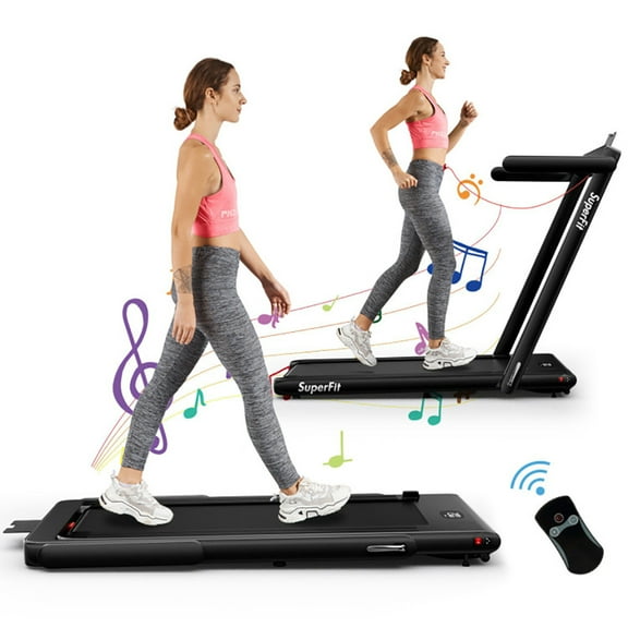 Resenkos Treadmill, Electric Treadmill, Walking Jogging Machine,2.25HP 2 in 1 Folding Treadmill with APP Speaker Remote Control-Black