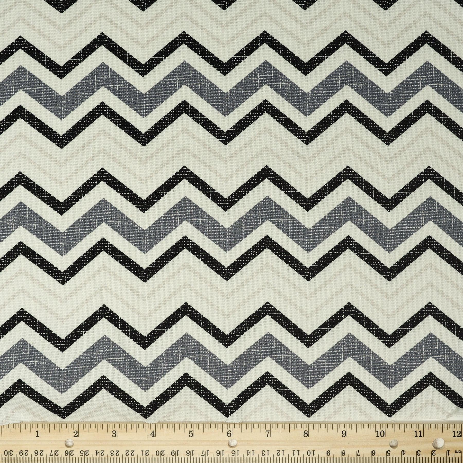 Waverly Inspirations 45' 100% Cotton Chevron Sewing & Crafting Fabrics, 8 yd By the Bolt, Black, White and Gray